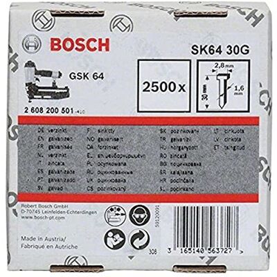 Bosch Professional 2608200500 nagel 1,6/16 g verzonken kopnagel SK64 25G Bosch Professional 2608200500 nagel 1,6/16 g verzonken kopnagel SK64 25G