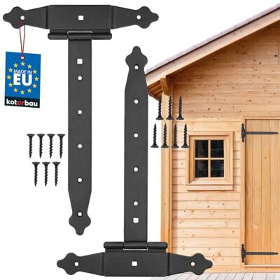 KOTARBAU Set van 2 T-vormige scharnieren - 300 mm voor houten deuren en poorten KOTARBAU Set van 2 T-vormige scharnieren - 300 mm voor houten deuren en poorten