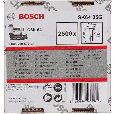 Bosch Professional 2608200502 Nagel 1,6/16 g verzonken kopnagel SK64 35G Bosch Professional 2608200502 Nagel 1,6/16 g verzonken kopnagel SK64 35G
