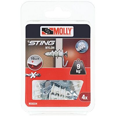Molly m30224-xj 25 mm 9 kg Nylon Sting Plugs Plus haken en schroeven (4-delig) Molly m30224-xj 25 mm 9 kg Nylon Sting Plugs Plus haken en schroeven (4-delig)