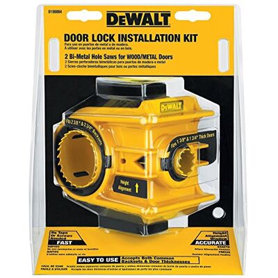 DeWalt Deurslot installatieset, C-klemontwerp, voor metalen of houten deuren, 2 verstelbare bussen, eenvoudige installatie (D180004) DeWalt Deurslot installatieset, C-klemontwerp, voor metalen of houten deuren, 2 verstelbare bussen, eenvoudige installatie (D180004)