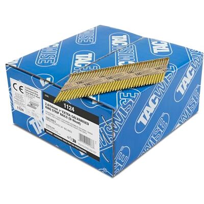 TACWISE 1124 Extra Verzinkte Constructienagels 2,8 / 50mm, 34°, 3300 Stuks D-kop, Ringschacht, Onder 34°, op Papierstrip TACWISE 1124 Extra Verzinkte Constructienagels 2,8 / 50mm, 34°, 3300 Stuks D-kop, Ringschacht, Onder 34°, op Papierstrip
