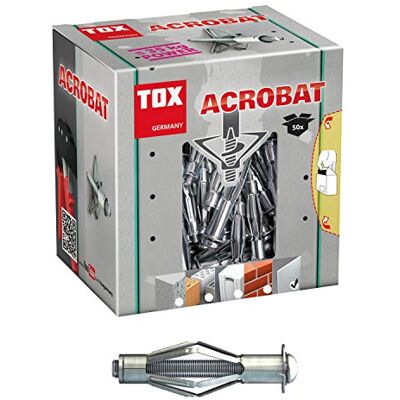 TOX Metalen holte plug Acrobat M4 x 32 mm, 50 stuks, 035101021 Verzinkt, met metrische schroef M4 x 39, voor gipsplaat en lage holle dieptes, 035101021 TOX Metalen holte plug Acrobat M4 x 32 mm, 50 stuks, 035101021 Verzinkt, met metrische schroef M4 x 39, voor gipsplaat en lage holle dieptes, 035101021