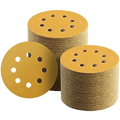 Keeimp 100 Stks 5 Inch Schuurschijven Haak en Loop, 220 Grit Schuurpapier voor Houtbewerking of Automotive, 8 Gat Goud Premium Stofloze Willekeurige Orbit Schuurpapier Keeimp 100 Stks 5 Inch Schuurschijven Haak en Loop, 220 Grit Schuurpapier voor Houtbewerking of Automotive, 8 Gat Goud Premium Stofloze Willekeurige Orbit Schuurpapier