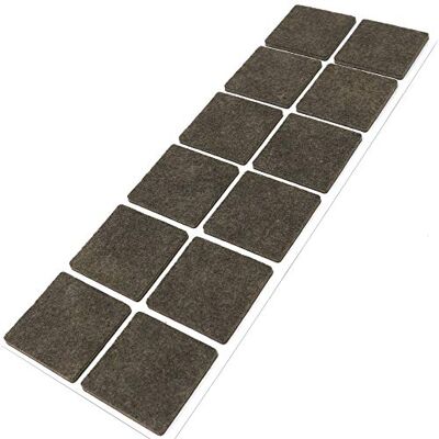 Adsamm ® / 12 x zelfklevende viltglijders/Bruin / 40x40 mm/Vierkant/Meubelviltglijders met een dikte van 3,5 mm/Meubel- en vloerbescherming Adsamm ® / 12 x zelfklevende viltglijders/Bruin / 40x40 mm/Vierkant/Meubelviltglijders met een dikte van 3,5 mm/Meubel- en vloerbescherming