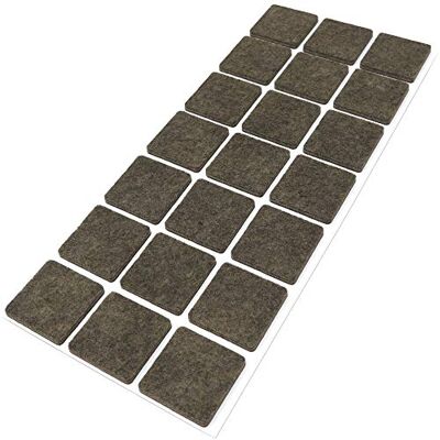 Adsamm ® / 21 x zelfklevende viltglijders/Bruin / 30x30 mm/Vierkant/Meubelviltglijders met een dikte van 3,5 mm/Meubel- en vloerbescherming Adsamm ® / 21 x zelfklevende viltglijders/Bruin / 30x30 mm/Vierkant/Meubelviltglijders met een dikte van 3,5 mm/Meubel- en vloerbescherming