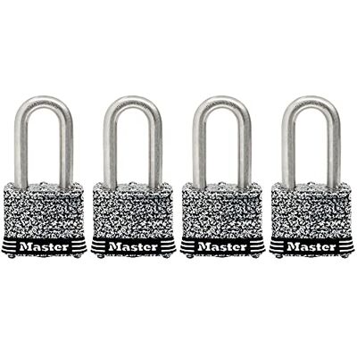 Master Lock 3SSQLFHC roestvrij stalen pen tuimelaar gelamineerd hangslot, 1-9/16-inch breed lichaam, 9/32-inch beugel diameter, 1-1/2-inch beugel opruiming, 4-pack, 1-1/2 inch beugel Master Lock 3SSQLFHC roestvrij stalen pen tuimelaar gelamineerd hangslot, 1-9/16-inch breed lichaam, 9/32-inch beugel diameter, 1-1/2-inch beugel opruiming, 4-pack, 1-1/2 inch beugel