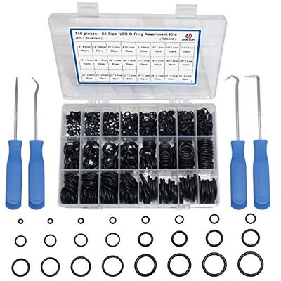 boeray 24 Maat 740 stks Nitril Rubber NBR O-Ring Pakking Ring Assortiment Kits met Picks en Haken O Ring Set Metrisch voor Kraan Tap Sanitair en Automotive Reparatie OD 6mm-28mm Dikte 1.5mm 2.4mm boeray 24 Maat 740 stks Nitril Rubber NBR O-Ring Pakking Ring Assortiment Kits met Picks en Haken O Ring Set Metrisch voor Kraan Tap Sanitair en Automotive Reparatie OD 6mm-28mm Dikte 1.5mm 2.4mm