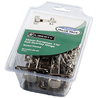Liberty Hardware HC11SFC-NP-B1 110-graden volledige overlay verborgen scharnier, vernikkeld, 10 Count Liberty Hardware HC11SFC-NP-B1 110-graden volledige overlay verborgen scharnier, vernikkeld, 10 Count
