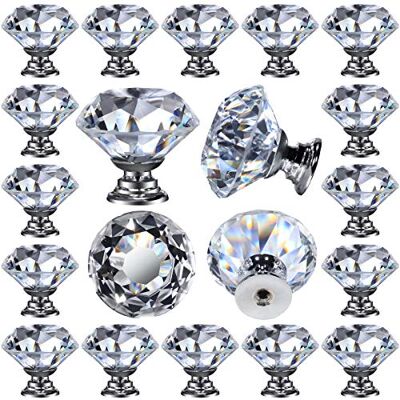 DEELF OUTLET DeElf 25 stuks glazen kastknoppen kristallen lade trekt helder 30 mm diamant voor keuken, badkamerkast, dressoir en kast door DEELF OUTLET DeElf 25 stuks glazen kastknoppen kristallen lade trekt helder 30 mm diamant voor keuken, badkamerkast, dressoir en kast door