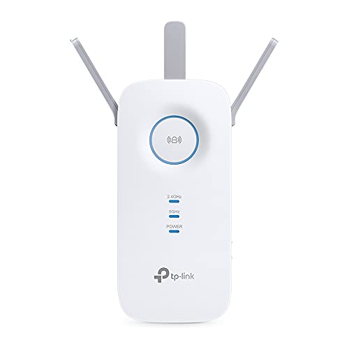 TP-Link RE550 Wifi-versterker Repeater AC1900 (Dual-WLAN AC + N, 1300 MBit/s 5 GHz + 600 MBit/s 2,4 GHz, WLAN-versterker, app-bediening, maximale afdekking, compatibel met alle WLAN-routers), wit