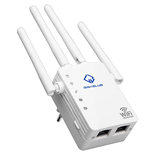 GigaBlue Ultra Repeater 1200 Mbps 2.4 & 5 GHz AC1200 WLAN Repeater Super-Boost WiFi 1200 Mbit/s, Dual Band WLAN 3dBi x4 antennes compatibel met alle WLAN-apparaten, modern design