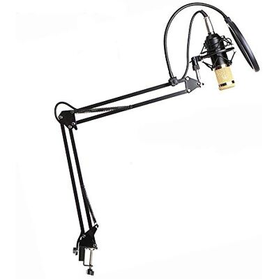 NÖRDIC BM800USB Condensator Microfoonset Microfoon, Tafelstandaard Popfilter Schokbestendig Audiokabel, Zwart NÖRDIC BM800USB Condensator Microfoonset Microfoon, Tafelstandaard Popfilter Schokbestendig Audiokabel, Zwart