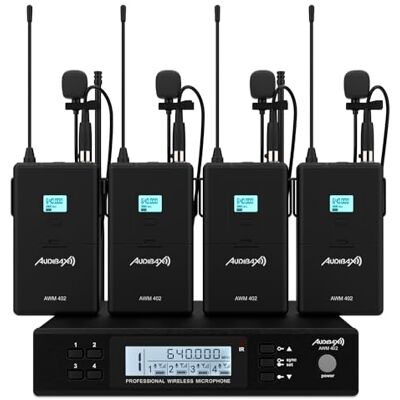 Audibax AWM 402 draadloze lavalier-microfoon, 4-kanalen, UHF, mini-XLR-stekker Audibax AWM 402 draadloze lavalier-microfoon, 4-kanalen, UHF, mini-XLR-stekker