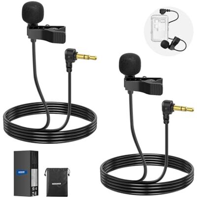 NEEWER Mini Lavalier Microfoon (2 stuks), 2 m Clip On Wired Condensator Revers Lav Mic met 3,5 mm TRS-connector Compatibel met DJI Mic 2 Rode Wireless Go II CM28 CM31 Camera, LM5 NEEWER Mini Lavalier Microfoon (2 stuks), 2 m Clip On Wired Condensator Revers Lav Mic met 3,5 mm TRS-connector Compatibel met DJI Mic 2 Rode Wireless Go II CM28 CM31 Camera, LM5