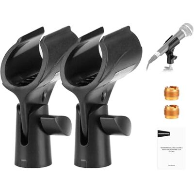NEEWER BASICS Microfoonhouder Accessoires Kit 2 Pack, Verstelbare Microfoon Clips met Antislip Ontwerp & 3/8" tot 5/8" Schroef Adapters voor Universele Bedrade Draadloze Handheld Microfoons van 30mm NEEWER BASICS Microfoonhouder Accessoires Kit 2 Pack, Verstelbare Microfoon Clips met Antislip Ontwerp & 3/8" tot 5/8" Schroef Adapters voor Universele Bedrade Draadloze Handheld Microfoons van 30mm