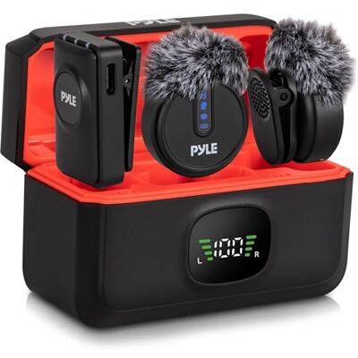 Pyle Lavalier-microfoon, draadloos, met ruisonderdrukking, magnetische clip, 7H-accu, oplaadhoes, 360° omnidirectionele audio, DSLR, iOS en Android, voor vlogs en podcasts Pyle Lavalier-microfoon, draadloos, met ruisonderdrukking, magnetische clip, 7H-accu, oplaadhoes, 360° omnidirectionele audio, DSLR, iOS en Android, voor vlogs en podcasts