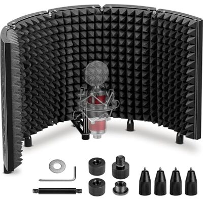 CAHAYA Microfoon Isolatie Shield Studio Mic Geluidsabsorberend Schuim Professioneel Desktop of Gemonteerd op Stand Opname-apparatuur Opvouwbaar 5-Panel Microfoon Isolator Panel voor Condensator CAHAYA Microfoon Isolatie Shield Studio Mic Geluidsabsorberend Schuim Professioneel Desktop of Gemonteerd op Stand Opname-apparatuur Opvouwbaar 5-Panel Microfoon Isolator Panel voor Condensator