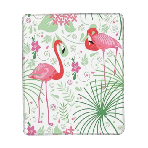 WURTON Bloemen Flamingo Plantkunde Print Wasbare Vierkante Muismat, Antislip Rubber Base Computer Muis Pads Draadloze Muis