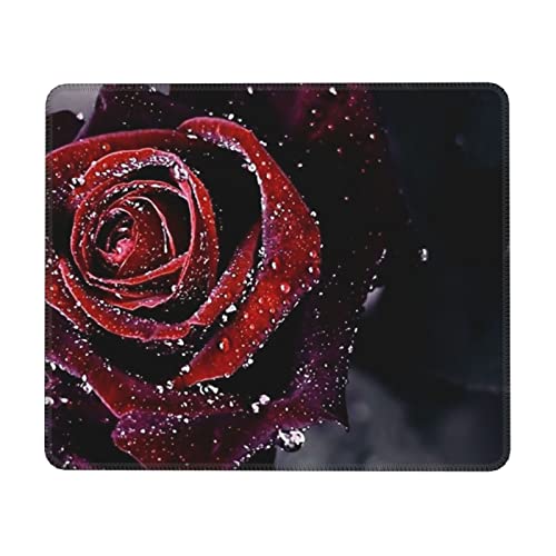 WVGVQR Dew Rose Muismat, Muismat Vierkante Waterdichte Muismat, Antislip Rubberen Basis Muismat, Lock Edge Muismat voor Kantoor Laptop