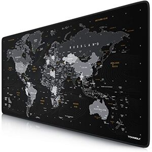CSL-Computer TITANWOLF Titanwolf XXL gaming-muismat, Duitse lay-out, 900 x 400 x 3 mm, grote bureauonderlegger, XXL muismat voor gaming en kantoor, wereldkaart, zwart CSL-Computer TITANWOLF Titanwolf XXL gaming-muismat, Duitse lay-out, 900 x 400 x 3 mm, grote bureauonderlegger, XXL muismat voor gaming en kantoor, wereldkaart, zwart