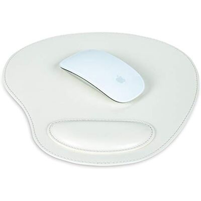 Londo Lederen ovale muismat met polssteun (White) Londo Lederen ovale muismat met polssteun (White)