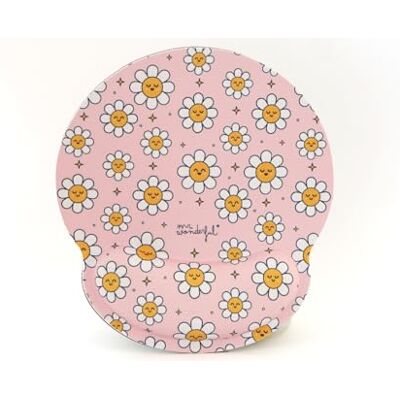 WONDEE Mr Wonderful Muismat, roze, madeliefje, muismat met polssteun, ergonomische gelmuismat voor kinderen, voor meisjes en vrouwen, origineel cadeau WONDEE Mr Wonderful Muismat, roze, madeliefje, muismat met polssteun, ergonomische gelmuismat voor kinderen, voor meisjes en vrouwen, origineel cadeau