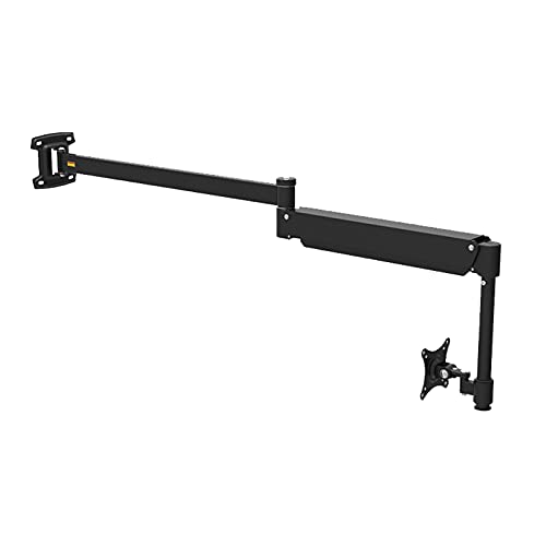 QTBH Monitorstandaard arm Wall Mount Monitor Stand Arm Extra LANGE LCD-monitor Stand Mount Arm Verstelbare Wall Mount Monitor Stand met gasveer voor 15-27'A'Monitors Monitorstandaard (Color : Black)