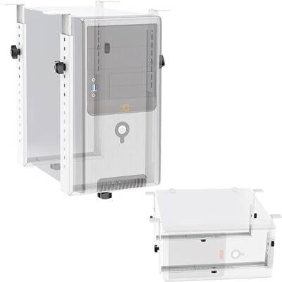 RICOO PC Houder Onder Bureau TRH02-W, in breedte en hoogte verstelbare computerhouder, verticale of horizontale onderbouw montage, CPU houder tot 35 kg, Wit RICOO PC Houder Onder Bureau TRH02-W, in breedte en hoogte verstelbare computerhouder, verticale of horizontale onderbouw montage, CPU houder tot 35 kg, Wit