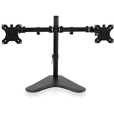 Ewent Monitorhouder voor twee beeldschermen van 13-32 inch, standaard voor twee monitoren, VESA 75/100 mm, met een solide basis, monitorstandaard 45° draaibaar, 45° instelbare helling, 360°-rotatie, 8 kg per arm Ewent Monitorhouder voor twee beeldschermen van 13-32 inch, standaard voor twee monitoren, VESA 75/100 mm, met een solide basis, monitorstandaard 45° draaibaar, 45° instelbare helling, 360°-rotatie, 8 kg per arm