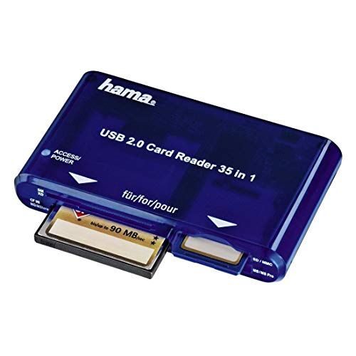 Hama Kaartlezer Usb 2.0-35-In-1, Kaartlezer, Kaartlezer Sd/Sdhc/Sdxc, Cf, Microsd/Sdhc/Sdxc, Usb 2.0, Blauw