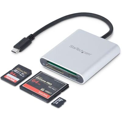 StarTech .com USB 3.0 kaartlezer met USB-C SD, MicroSD, CompactFlash geheugenkaartlezer met USB-C kabel Multi-kaarten, aluminium behuizing, geïntegreerde USB-C-kabel 20 cm, UHS-I, dock StarTech .com USB 3.0 kaartlezer met USB-C SD, MicroSD, CompactFlash geheugenkaartlezer met USB-C kabel Multi-kaarten, aluminium behuizing, geïntegreerde USB-C-kabel 20 cm, UHS-I, dock