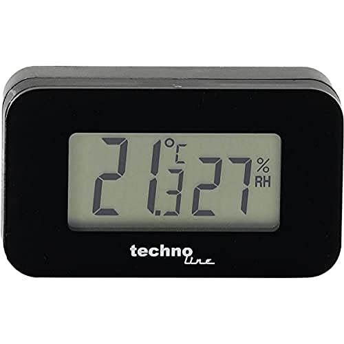 Technoline WS 76 mini-autothermometer voor het meten van de temperatuur in het interieur, zwart, 4, x 1,2 x 2,3 cm, 4 x 1,2 x 2,3 cm