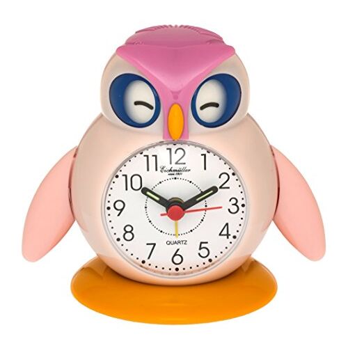 Eichmüller Kinderwekker uil roze analoge wekker met alarm snooze en licht