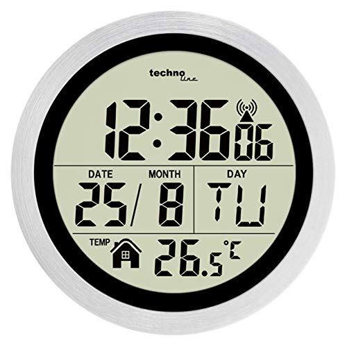 Technoline digitale wandklok WT35 badkamerklok, kleine badkamer, radioklok, wandklok met zuignap