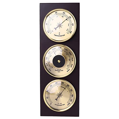 RUNLAIKEJI Barometer, hangende 3-in-1 barometer, weerstation met houten frame, barometers, hygrometer, thermometer, 31cm x 11cm, geen batterijen nodig, barometers weerinstrumenten