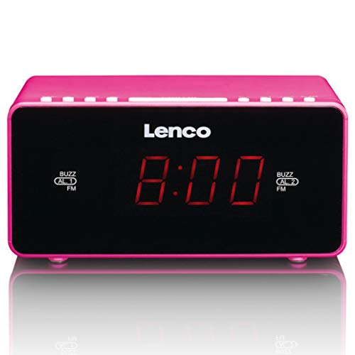 Lenco STL  CR-510 Klok Zwart, Roze Draagbare radio Draagbare radio's (klok, FM, LED, 2,29 cm (0,9"), Zwart, Roze, 155 mm)