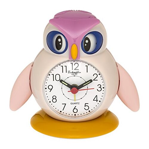 Eichmüller Kinderwekker uil analoge wekker met alarm snooze licht (roze) 9848-02