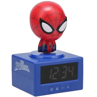 Paladone Marvel Spiderman digitale wekker met nachtlampje en muziek, officieel gelicentieerde MCU Superheld slaapkamerinrichting voor kinderen en tieners, werkt op batterijen Paladone Marvel Spiderman digitale wekker met nachtlampje en muziek, officieel gelicentieerde MCU Superheld slaapkamerinrichting voor kinderen en tieners, werkt op batterijen