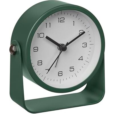 TFA Dostmann Design wekker groen analoog, 60.1042.04, zonder tikgeluid, extra stil, van metaal, incl. achtergrondverlichting, ook geschikt als tafelklok, groen TFA Dostmann Design wekker groen analoog, 60.1042.04, zonder tikgeluid, extra stil, van metaal, incl. achtergrondverlichting, ook geschikt als tafelklok, groen