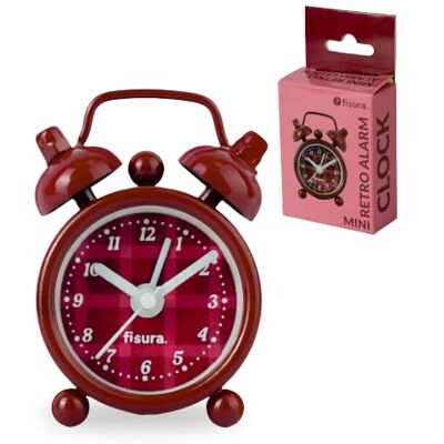 Fisura Mini-wekker, origineel, granaat, retro-alarm, analoog. Kleine reiswekker voor slaapkamer, nachtkastje en bureau. 4 x 6,2 cm Fisura Mini-wekker, origineel, granaat, retro-alarm, analoog. Kleine reiswekker voor slaapkamer, nachtkastje en bureau. 4 x 6,2 cm