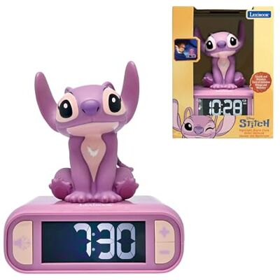 Lexibook , Disney Stitch, Angel Night Light Wekker, Geluiden en Melodieën, Verlicht LCD-scherm, Lichtgevend, Snooze, Roze, RL800D1LXB Lexibook , Disney Stitch, Angel Night Light Wekker, Geluiden en Melodieën, Verlicht LCD-scherm, Lichtgevend, Snooze, Roze, RL800D1LXB
