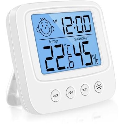 Vinabo Digitale Thermometer Voor Binnen, Hoge Precisie, Digitale Hygrometer, voor Binnen, Digitale Thermometer Voor Kantoor, met Temperatuur- en Vochtigheidsmonitor, Achtergrondverlichting, Klok Vinabo Digitale Thermometer Voor Binnen, Hoge Precisie, Digitale Hygrometer, voor Binnen, Digitale Thermometer Voor Kantoor, met Temperatuur- en Vochtigheidsmonitor, Achtergrondverlichting, Klok