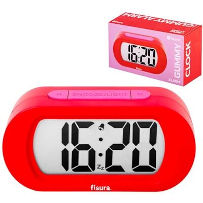 Fisura Digitale wekker, rood en roze, digitale wekker met led-display, 12/24 uur met achtergrondverlichting, slaapkamerklok met batterijen (3 AAA-batterijen niet inbegrepen) Fisura Digitale wekker, rood en roze, digitale wekker met led-display, 12/24 uur met achtergrondverlichting, slaapkamerklok met batterijen (3 AAA-batterijen niet inbegrepen)