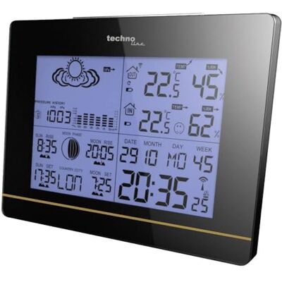 techno line WS 6750 Moderne Wetterstation Mit Vorhersage Von Wettersituation Und Anzeige Von Mondphasen In Form Von Icons, Hochglanz, Schwarz, 17,1 X 5 X 12,3 techno line WS 6750 Moderne Wetterstation Mit Vorhersage Von Wettersituation Und Anzeige Von Mondphasen In Form Von Icons, Hochglanz, Schwarz, 17,1 X 5 X 12,3