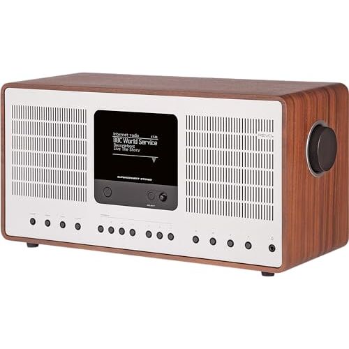 Revo SuperConnect Stereo Internetradio/DAB+ digitale radio (30 watt, stereo radio, internet, WLAN, DAB/DAB+/FM, Spotify, Amazon Music, napster UVM, Design Radio) walnoot-zilver