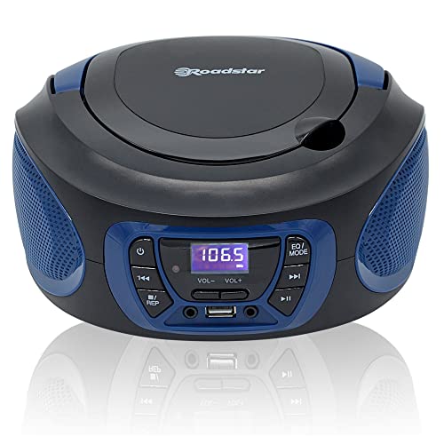 Roadstar Draagbare stereo radio FM + CD MP3-speler en blauwe USB-ingang