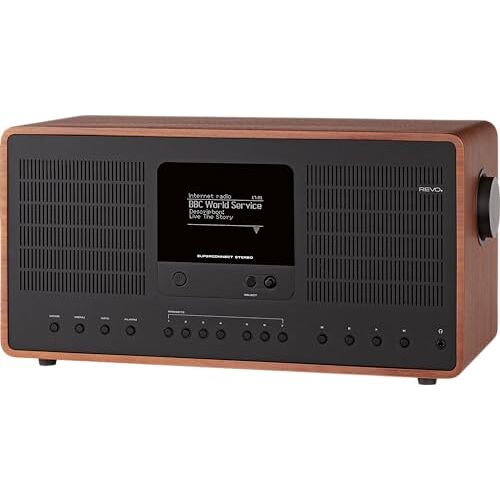 Revo SuperConnect Stereo internetradio/DAB+ digitale radio (30 watt, stereo radio, internet, WLAN, DAB/DAB+/FM, Spotify, Amazon Music, napster UVM, design radio) walnootzwart