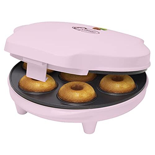Bestron Donutmaker in Sweet Dreams design, met bakindicatielampje & antiaanbaklaag, 700W, kleur: roze