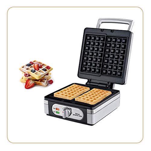 LITTLE BALANCE 8384 Speed 1400 wafels elektrisch wafelijzer echte Belgische wafels rechthoekig knapperig en zacht vermogen 1400 W zilver metallic